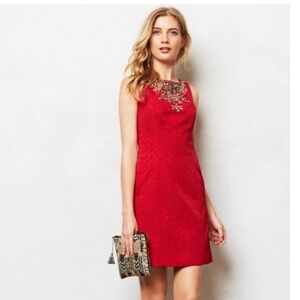 Anthropologie Moulinette Soeurs Dress Brocade Jewel & Bead Neck Holiday 0